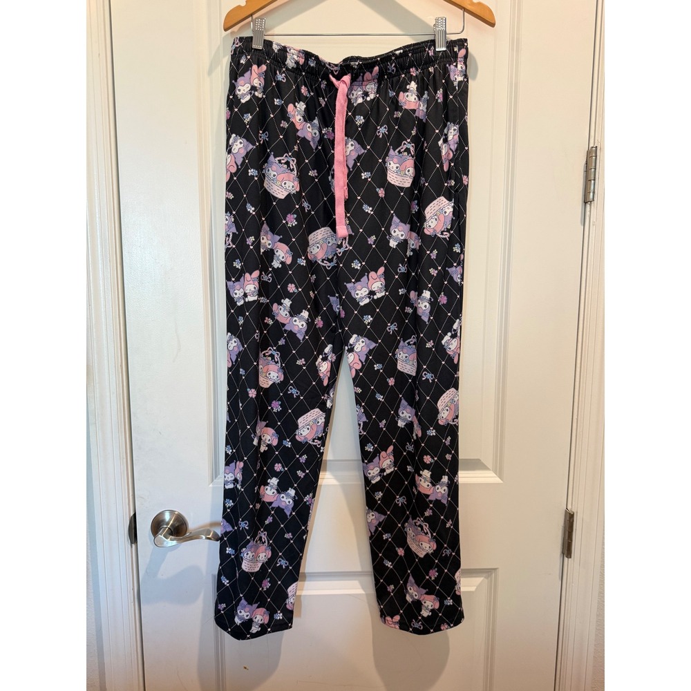 Sanrio My Melody Kuromi Sleep Pants Womens Medium‎ Black Pink Pajama Bottoms